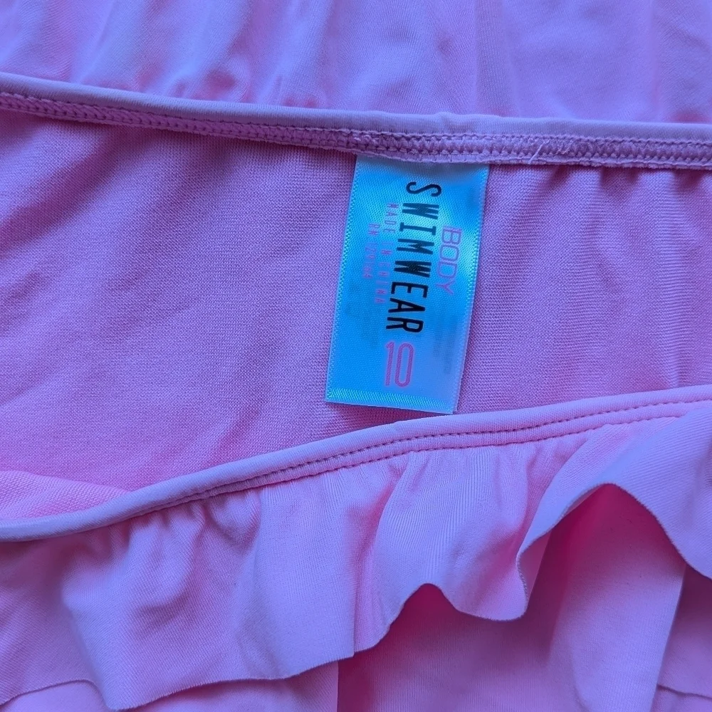 Body swimwear pink ruffle bikini size 10 bottoms polyester